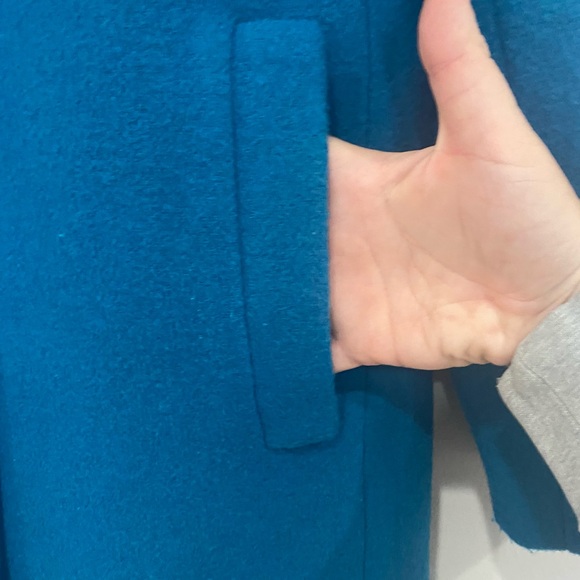 J. Crew Wool Blend City Coat size 12 Azure Blue Zip Closure Pea Coat - Picture 5 of 11